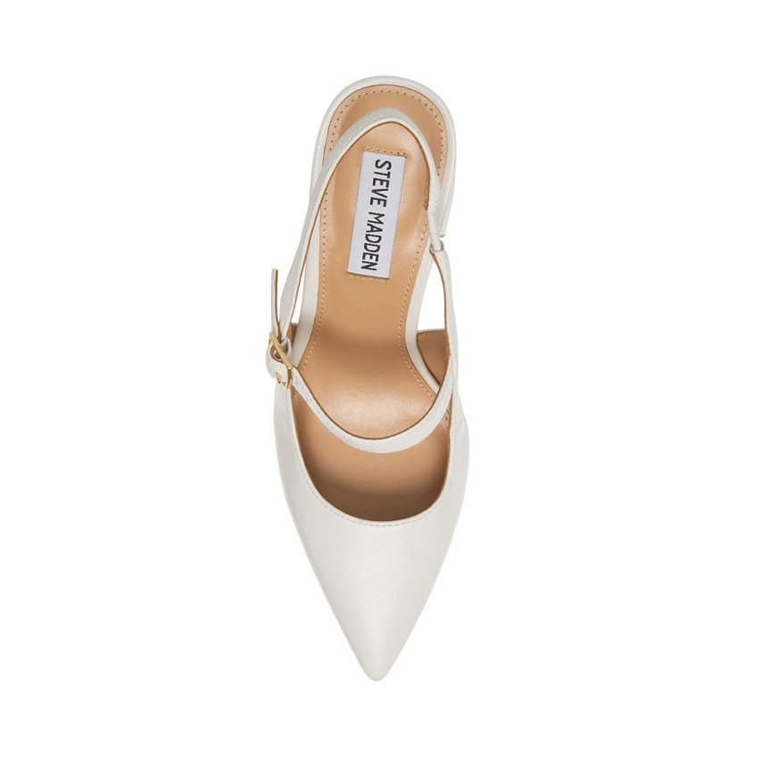 White Steve Madden Maegan Leather Women's Heels | PH 5389VCD